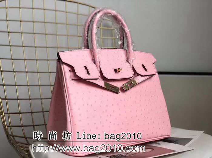 愛馬仕Hermes原版牛皮鴕鳥紋 Birkin 鉑金包 時尚手提包 0AM1012